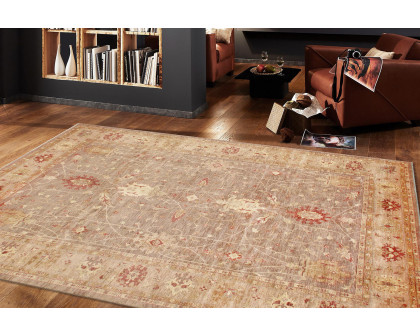 Pasargad - Farahan Collection Hand-Knotted Lamb's Wool Brown Area Rug 108'' x 150'' (POMID-32 9X13)