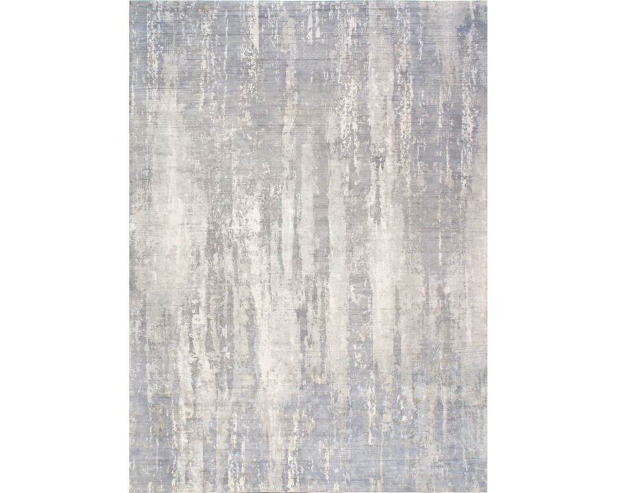 Pasargad Beverly Collection Hand-Loomed Bamboo Silk Area Rug - Gray/Ivory, 120" x 168" (pop-8145 10x14)