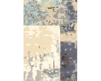 Pasargad Modern Collection Hand-Knotted Silk/Wool Area Rug - Taupe/Turquoise, 123" x 171" (POPE-52 10x14)