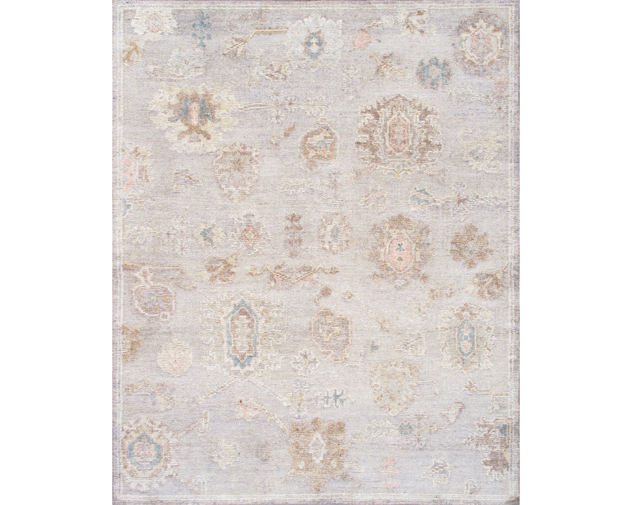 Pasargad - Oushak Collection Hand-Knotted Wool Area Rug in Silver, 104" x 129" (POS-04 9x12)