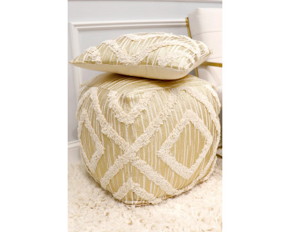 Pasargad Grandcanyon Cotton Pouf - Gold