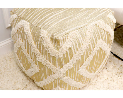 Pasargad Grandcanyon Cotton Pouf - Gold