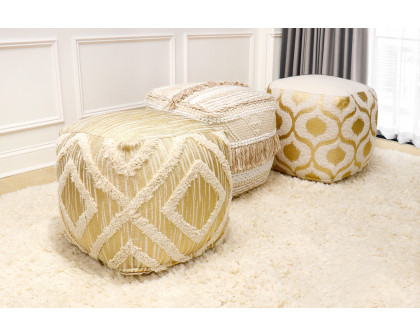 Pasargad Grandcanyon Cotton Pouf - Gold