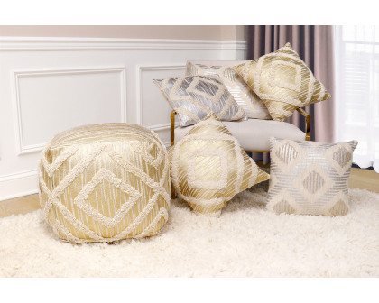 Pasargad Grandcanyon Cotton Pouf - Gold