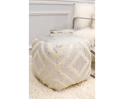 Pasargad Grandcanyon Cotton Pouf - Silver