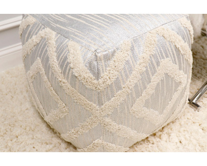 Pasargad Grandcanyon Cotton Pouf - Silver