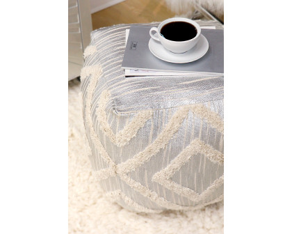 Pasargad Grandcanyon Cotton Pouf - Silver