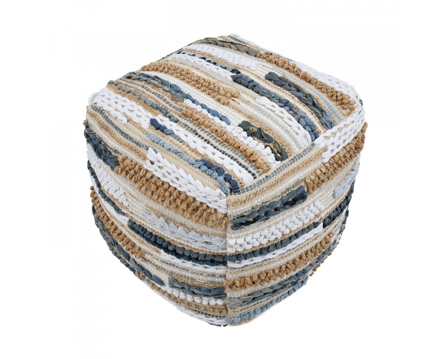 Pasargad - Grand Canyon Pouf in Multi-Color, Cotton/Jute