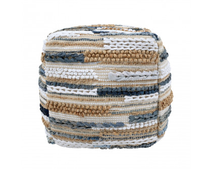 Pasargad - Grand Canyon Pouf in Multi-Color, Cotton/Jute