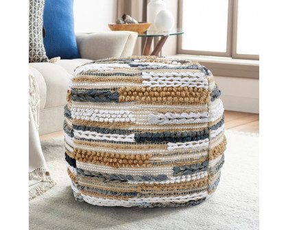 Pasargad - Grand Canyon Pouf in Multi-Color, Cotton/Jute