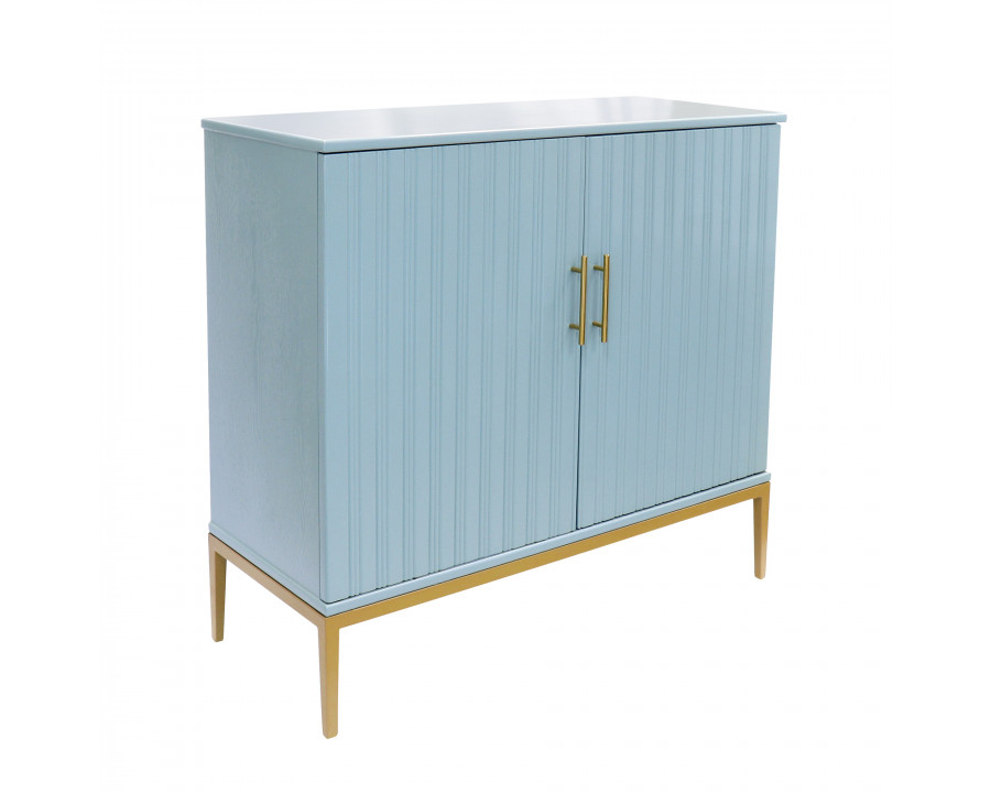 Pasargad - Edgar Metal Frame Cabinet in Aqua/Gold, Wood