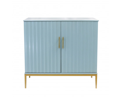 Pasargad - Edgar Metal Frame Cabinet in Aqua/Gold, Wood