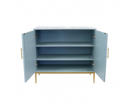 Pasargad - Edgar Metal Frame Cabinet in Aqua/Gold, Wood