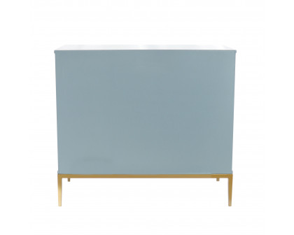 Pasargad - Edgar Metal Frame Cabinet in Aqua/Gold, Wood