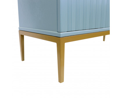 Pasargad - Edgar Metal Frame Cabinet in Aqua/Gold, Wood