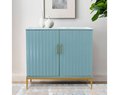 Pasargad - Edgar Metal Frame Cabinet in Aqua/Gold, Wood