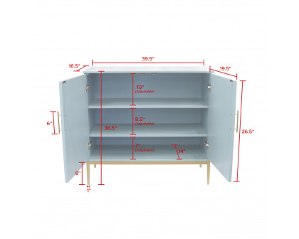 Pasargad - Edgar Metal Frame Cabinet in Aqua/Gold, Wood