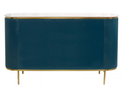 Pasargad - Theodore Green Sideboard, 6 Drawers and Gold Polished Metal Frame