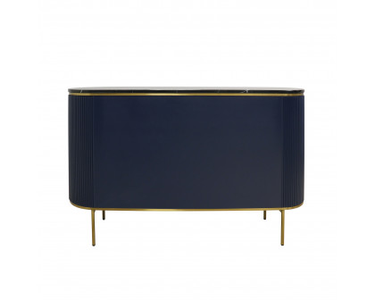 Pasargad - Theodore Marble Top Sideboard in Navy/Gold, Wood