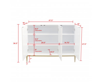 Pasargad Victoria 3 Doors Sideboard - Ivory/Bronze, Wood