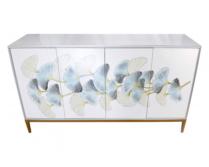 Pasargad Annabelle Sideboard With 4 Floral Doors, 2 Drawers and Bronze Metal Frame