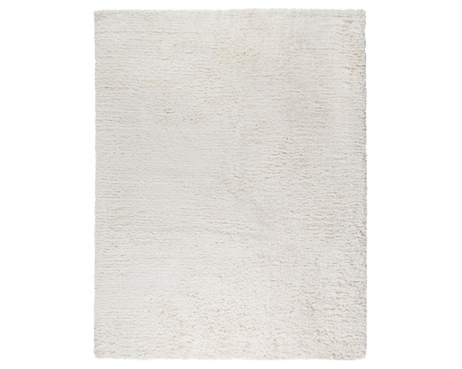 Pasargad Paris Shag Collection Hand-Woven Poly/Cotton Area Rug - Ivory, 48" x 72" (ppsr-13121 4x6)