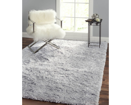 Pasargad Paris Shag Collection Hand-Woven Poly/Cotton Area Rug - Silver/Gray, 120" x 168" (PPSR-13121G 10x14)