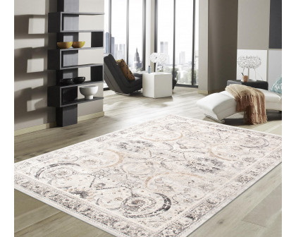 Pasargad Amadeus Collection Power Loom Polypropylene/Polyester Area Rug - Ivory/Silver, 48" x 72" (prc-1021is 4x6)