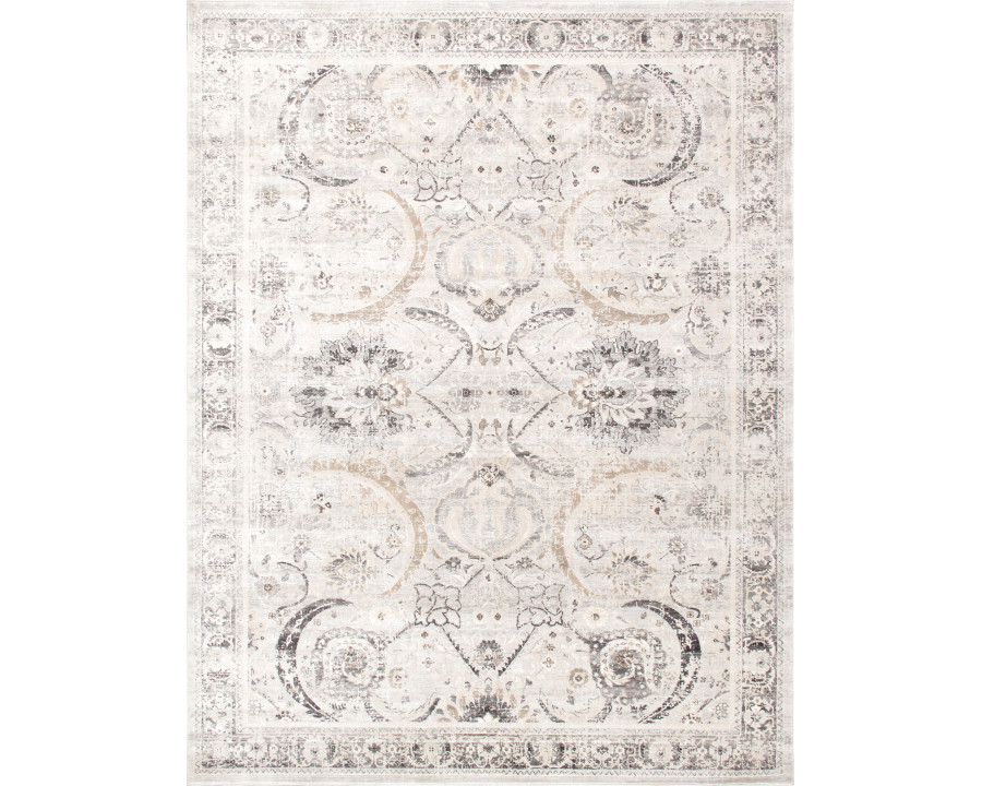 Pasargad Amadeus Collection Power Loom Polypropylene/Polyester Area Rug - Ivory/Silver, 60" x 84" (prc-1021is 5x7)