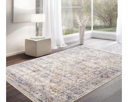 Pasargad - Amadeus Collection Power Loom Polypropylene/Polyester Area Rug in Beige/Blue, 72" x 72" (prc-1022bb s 6x6)