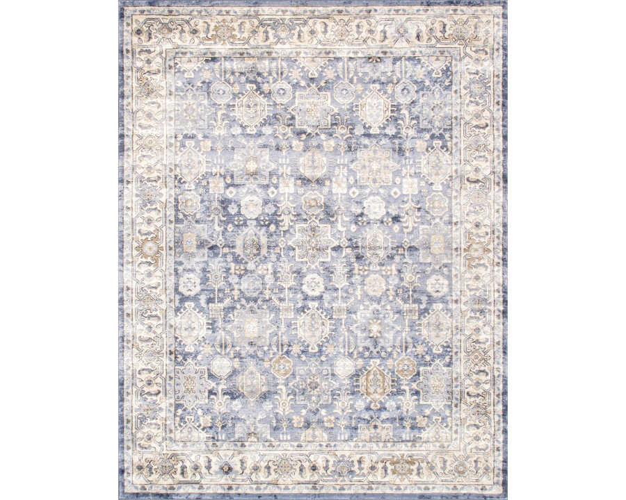 Pasargad - Amadeus Collection Power-Loomed Polypropylene/Polyester Area Rug in Blue/Ivory, 60" x 84" (prc-1022bi 5x7)