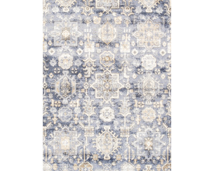 Pasargad - Amadeus Collection Power-Loomed Polypropylene/Polyester Area Rug in Blue/Ivory, 60" x 84" (prc-1022bi 5x7)