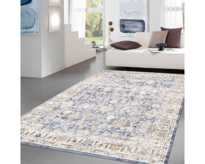 Pasargad - Amadeus Collection Power-Loomed Polypropylene/Polyester Area Rug in Blue/Ivory, 60" x 84" (prc-1022bi 5x7)