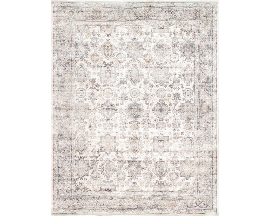 Pasargad - Amadeus Collection Power Loom Polypropylene/Polyester Area Rug in Ivory/Gray, 60" x 84" (prc-1022ig 5x7)