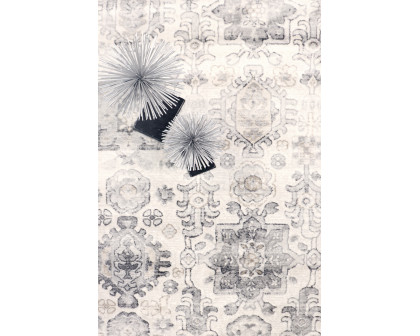 Pasargad - Amadeus Collection Power Loom Polypropylene/Polyester Area Rug in Ivory/Gray, 60" x 84" (prc-1022ig 5x7)