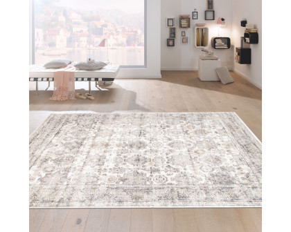 Pasargad - Amadeus Collection Power Loom Polypropylene/Polyester Area Rug in Ivory/Gray, 60" x 84" (prc-1022ig 5x7)