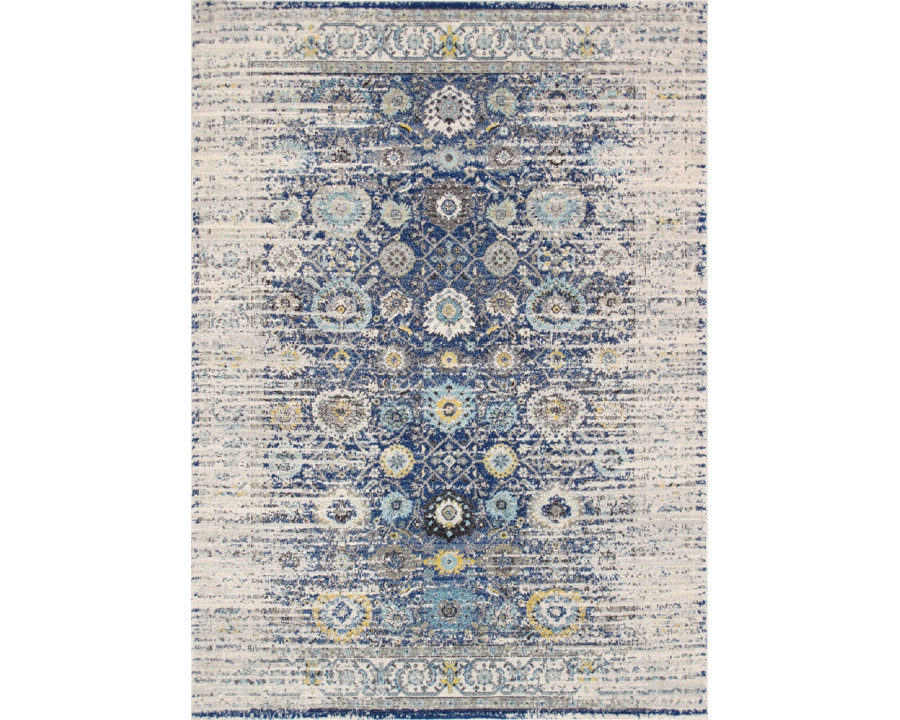 Pasargad Chelsea Collection Power-Loomed Polypropylene/Polyester Area Rug - Navy/Ivory, 120" x 168" (prc-5586n 10x14)