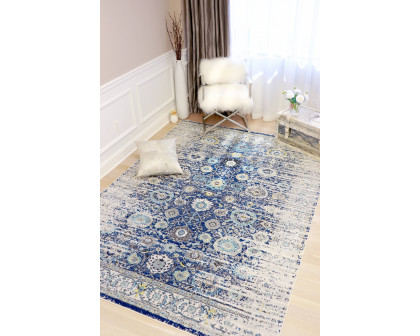 Pasargad Chelsea Collection Power-Loomed Polypropylene/Polyester Area Rug - Navy/Ivory, 120" x 168" (prc-5586n 10x14)