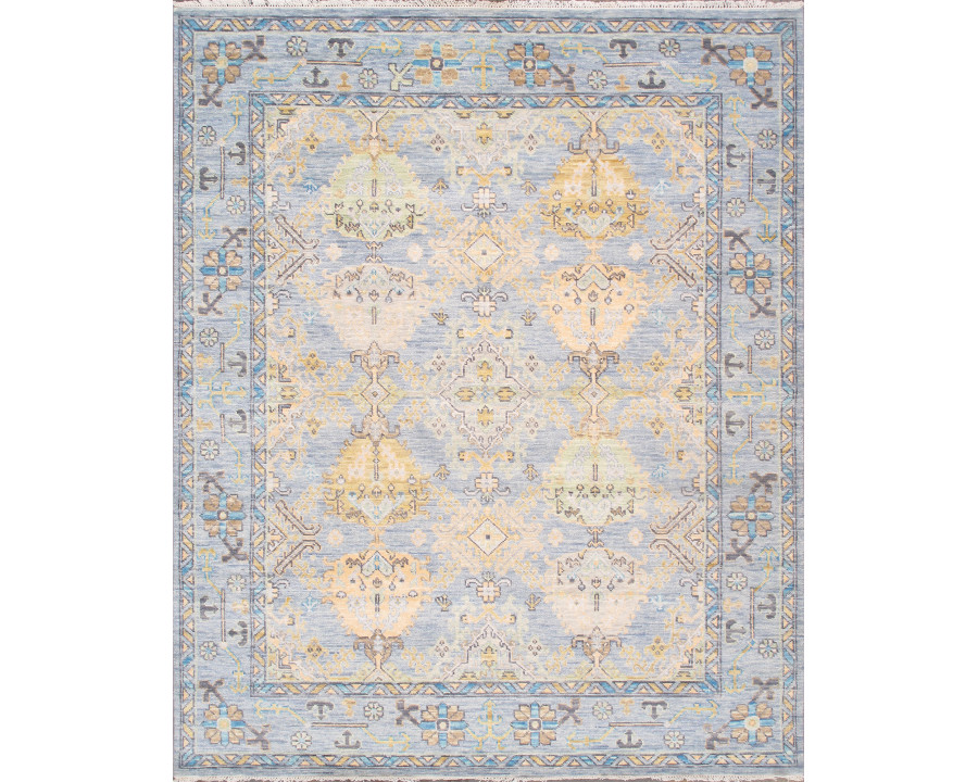 Pasargad - Oushak Collection Hand-Knotted Wool Area Rug in L. Blue, 97" x 117" (PRE-10073 8X10)