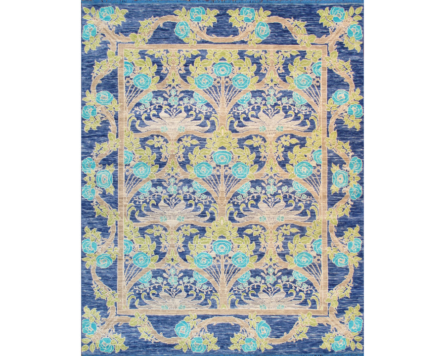 Pasargad - Oushak Collection Fine Wool Area Rug in Blue, 95" x 117" (PRE-13 8X10)