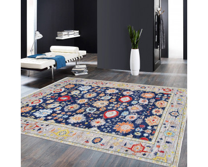 Pasargad - Oushak Collection Hand-Knotted Wool Area Rug in Navy/Silver, 119" x 168" (PRE-9744 10x14)