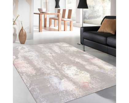 Pasargad - Modern Collection Hand-Knotted Silk/Wool Area Rug in Taupe/Multi, 108" x 146" (prj-71 9x12)