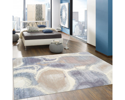 Pasargad - Modern Collection Hand-Knotted Silk/Wool Area Rug in Ivory/Blue, 109" x 146" (prj-72 9x12)