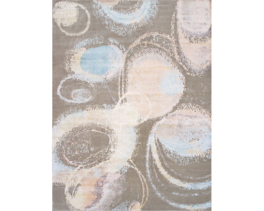 Pasargad - Modern Collection Hand-Knotted Silk/Wool Area Rug in Ivory/Gray, 110" x 146" (prj-73 9x12)