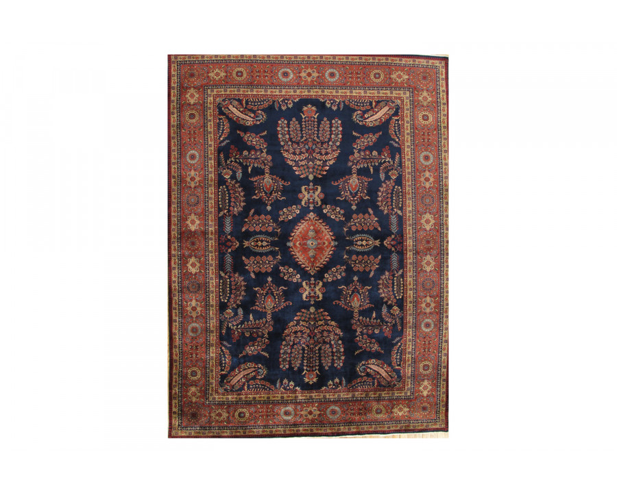 Pasargad Sarouk Collection Hand-Knotted Navy Lamb's Wool Area Rug (PS-2 8X12) - 101'' x 140''