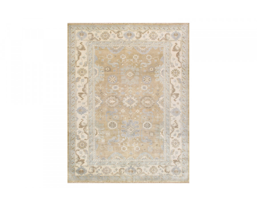 Pasargad Oushak Collection Hand-Knotted L. Gold Lamb's Wool Area Rug (PS-2 L.GOLD 9X12) - 109'' x 143''