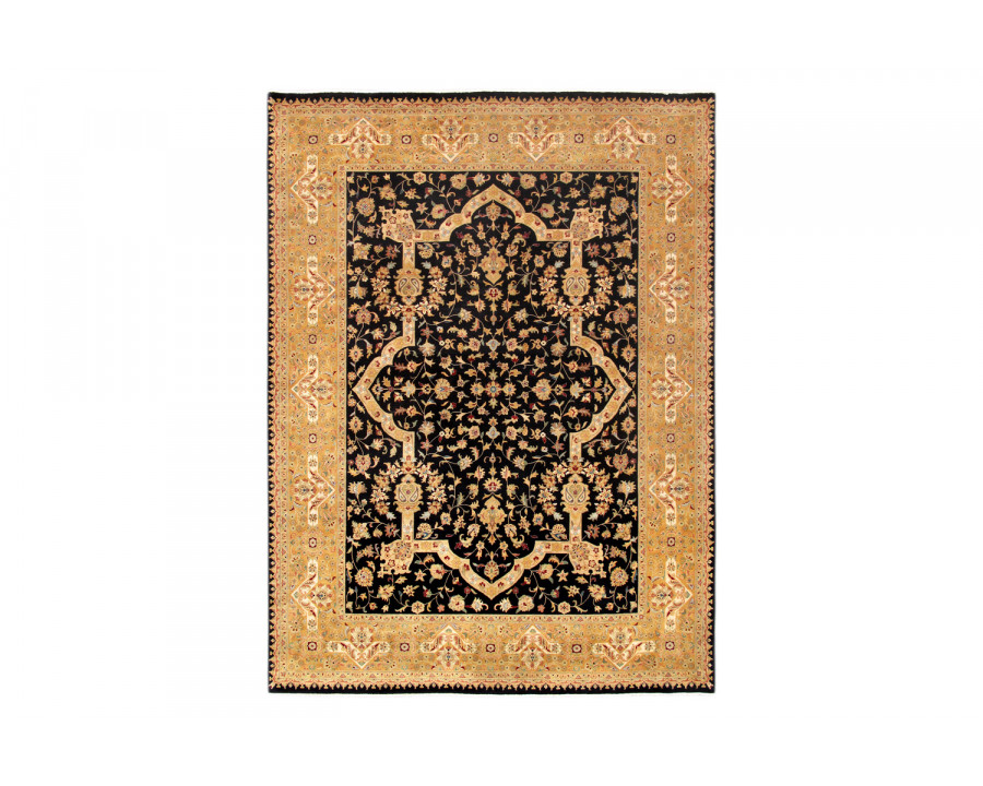 Pasargad Tabriz Collection Hand-Knotted Lamb's Wool Area Rug (PS-20 BLACK 9X12) - 108'' x 142''