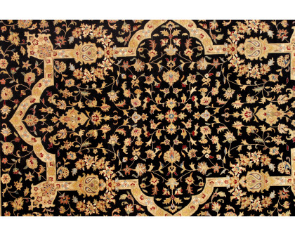 Pasargad Tabriz Collection Hand-Knotted Lamb's Wool Area Rug (PS-20 BLACK 9X12) - 108'' x 142''