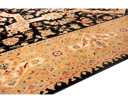 Pasargad Tabriz Collection Hand-Knotted Lamb's Wool Area Rug (PS-20 BLACK 9X12) - 108'' x 142''