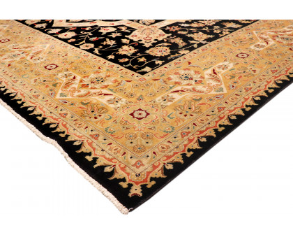 Pasargad™ Tabriz Collection Hand-Knotted Lamb's Wool Area Rug (PS-20 BLACK 9X12) - 108'' x 142''